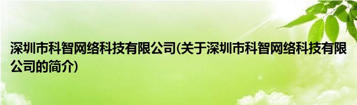 深圳市科智收集科技有限公司(合于深乐鱼电竞圳市科智收集科技有限公司的简介)(图1)